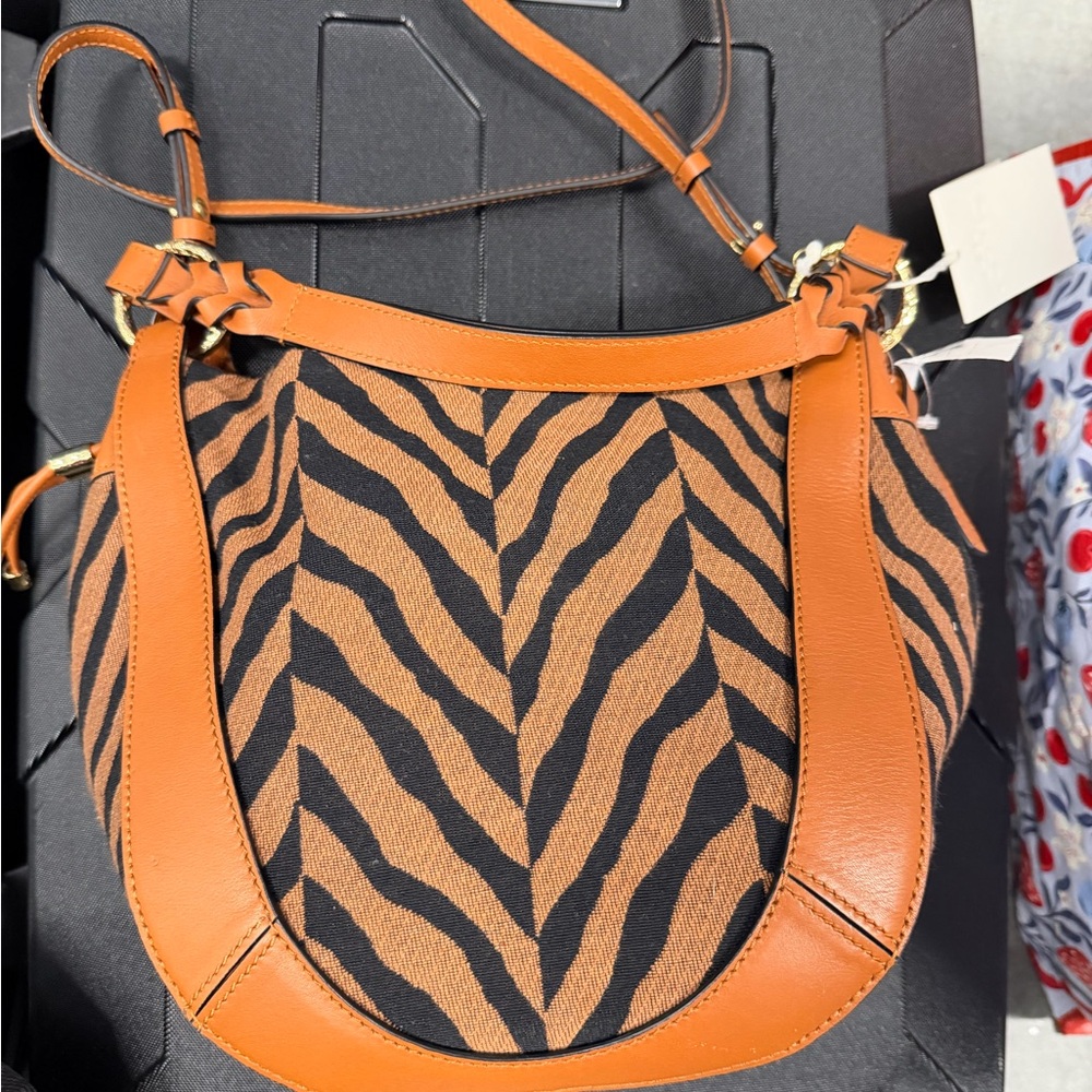 Ulla Johnson NWT Elegant Tan and Black Zebra Shoulder & Cross Body Bag